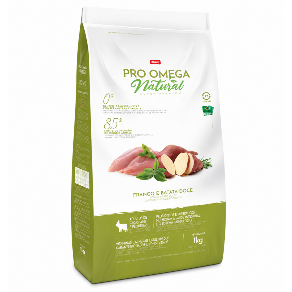 Ração Pro Omega Natural Cão Adulto Raça Pequena 1Kg Super Premium