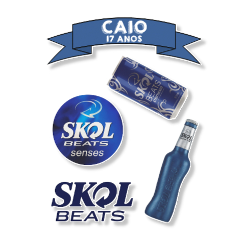Topo Topper de Bolo Boteco Cerveja Bar Adulto Personalizado Nome Idade 8 Skol Beats