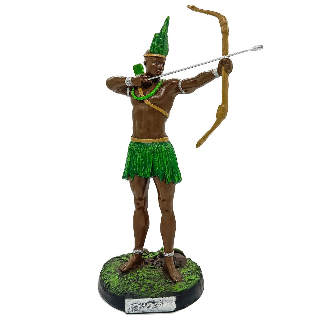 Estatueta Oxossi Imagem Em Resina Arco E Flecha Pronta Entrega