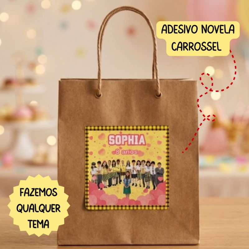 ADESIVO PERSONALIZADO PARA SACOLINHA SURPRESA - CARROSSEL/QUALQUER TEMA |LEMBRANCINHA ANIVERSÁRIO
