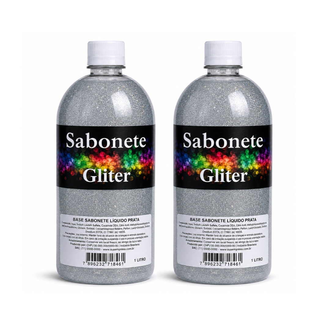 Kit 2 Base Sabonete líquido Gliter Prata Yantra