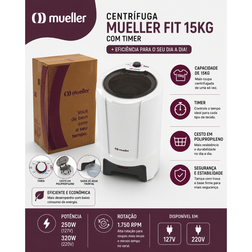 Centrífuga Mueller FIT 15kg com Timer 127V / 220V Original