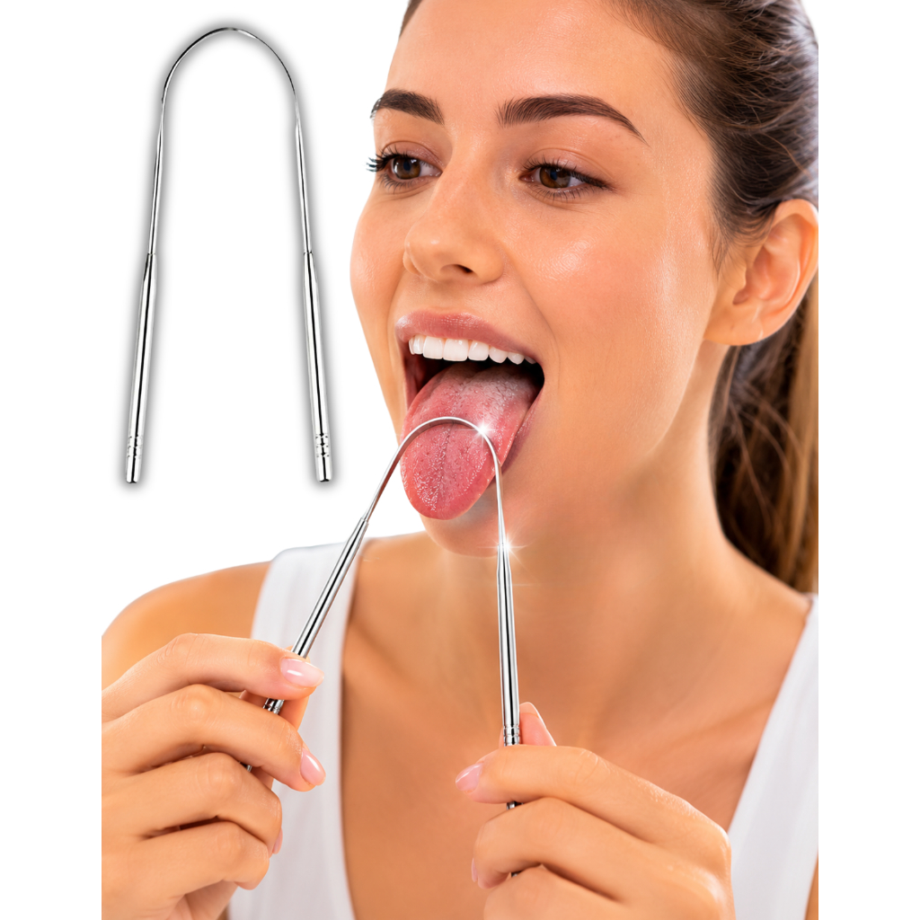 kit 1/10 Limpador De Língua Raspador De Língua Em Aço Inox  Higienizador Para Raspagem Lingual Higiene Saúde Bucal