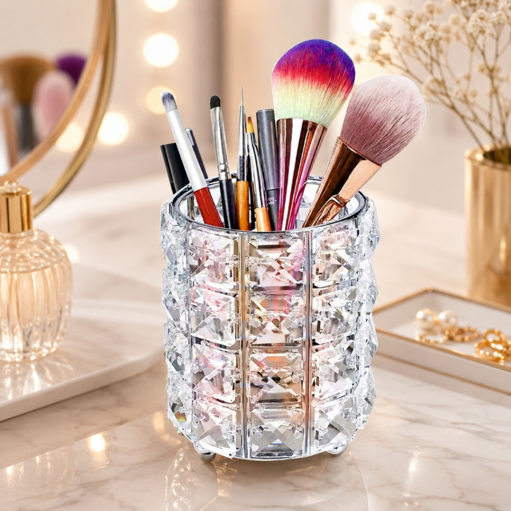 Porta Pincel de Cristal de Luxo p/ Maquiagem e Objetos oferta especial Novidade