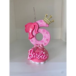 🌟 Vela Personalizada Barbie Rosa em Biscuit – Nome e Idade Personalizados 🌟