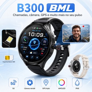2026 Novo Smartwatch B300 CALL AI 5G 1.73''HD AMOLED 4GB RAM 64GB com Chip GPS Whatsapp W…