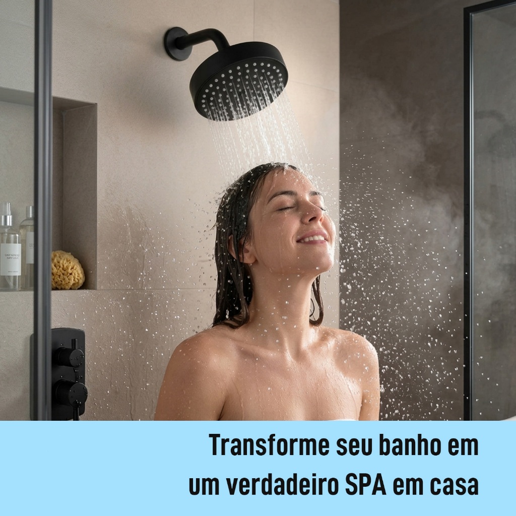🔥Chuveiro Ducha Autolimpante Redondo Cromado Articulável Solar ou Gás