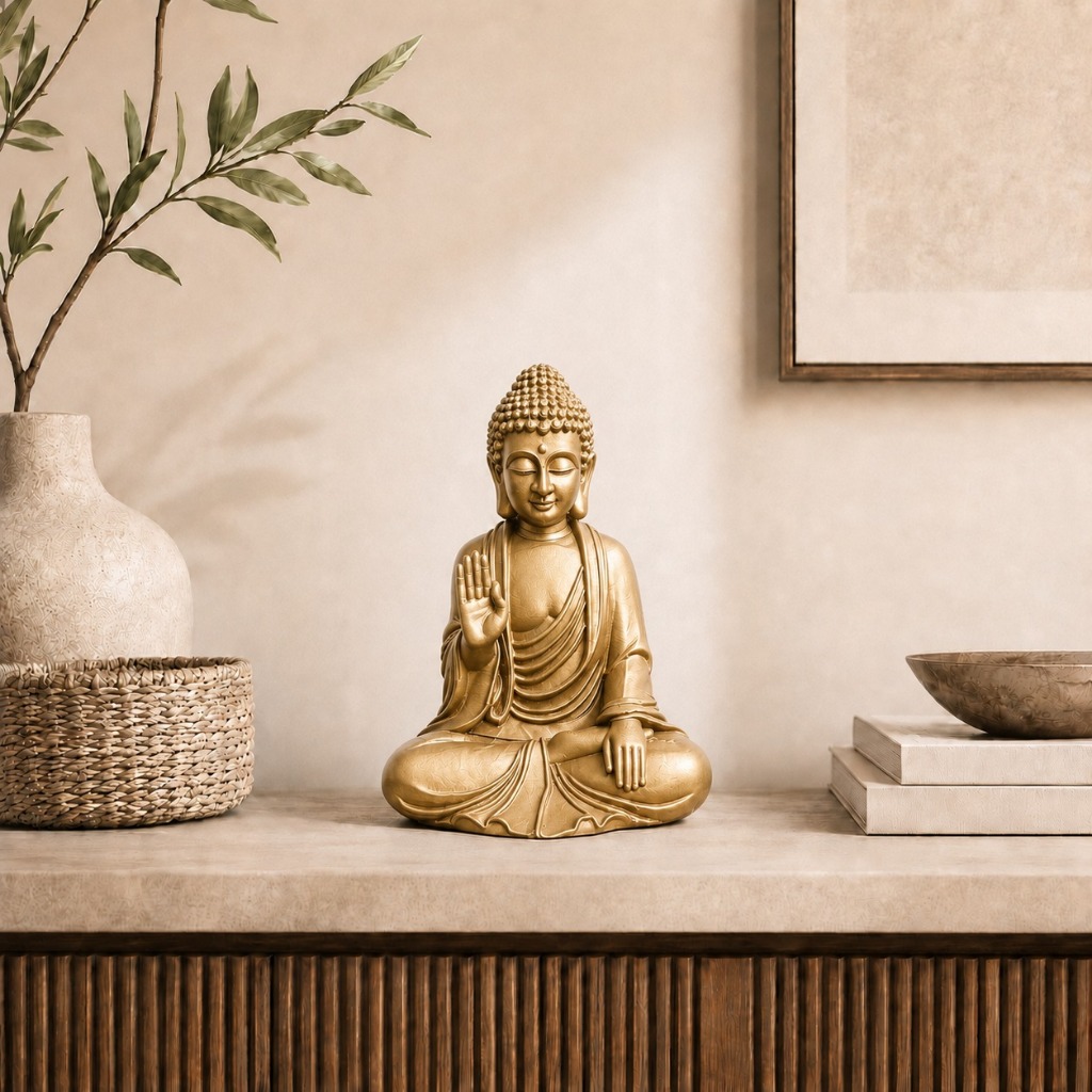 Imagem Estátua Buda Decorativo Zen Minimalista Jardim Meditação Feng Shui Casa 15CM e 25cm