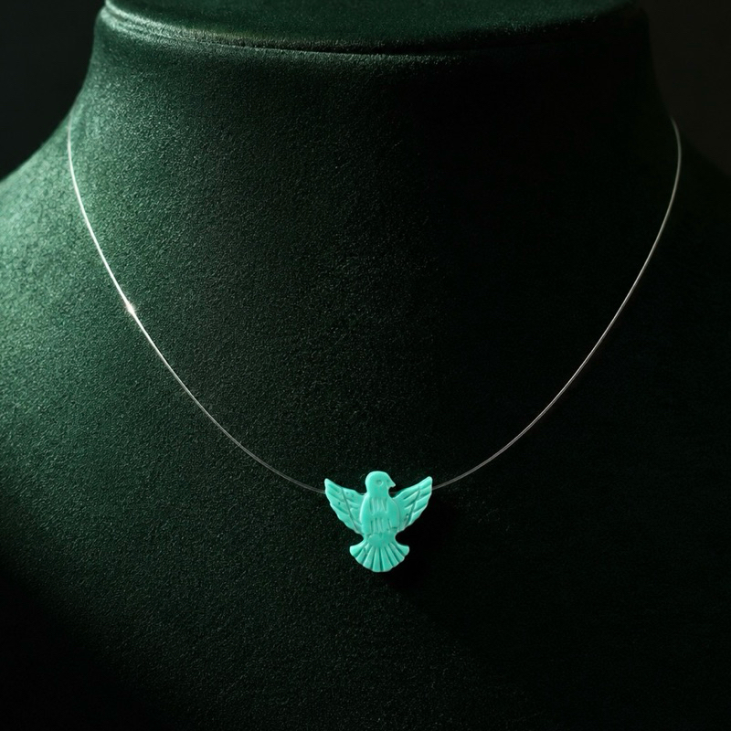 Colar Nylon com Espírito Santo Verde Prata 925 Delicado