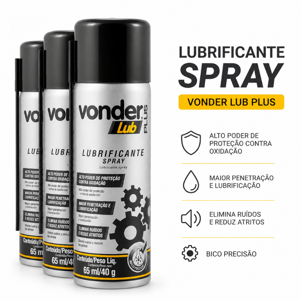 Lubrificante Spray Vonder Lub Plus 65ml Desengripante Multiuso Anti Ferrugem Similar WD-40