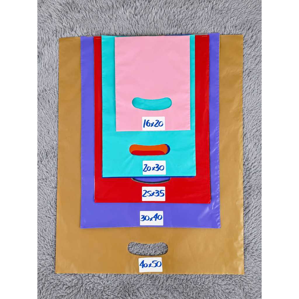 100 Sacolas Plásticas - 16X20 / 20X30 / 25X35 / 30X40 / 40X50 - Boca de Palhaço / Alça Vazada - FULL