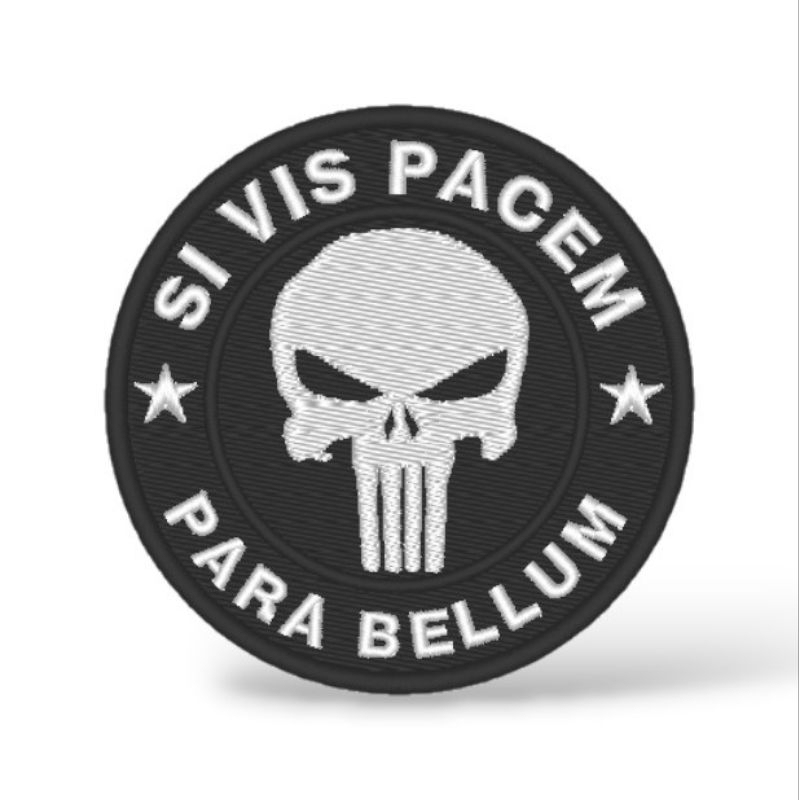 patch Caveira  Bordado Patch Si Vis Pacem Para Bellum