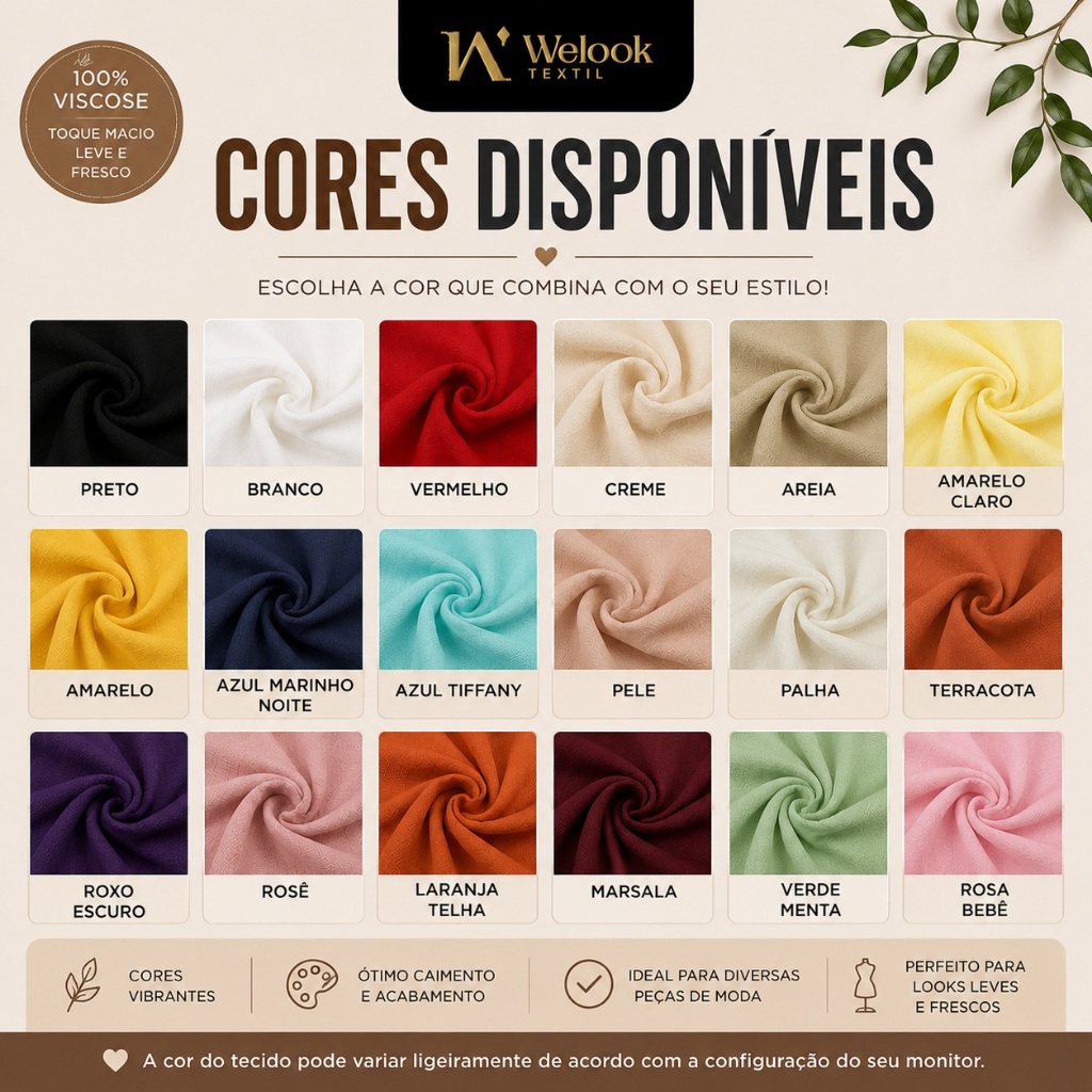 2 Metros de Viscolinho 100% Viscose – 1,40m de Largura – Perfeito para Looks Leves e Frescos! — imagem 2 de 2