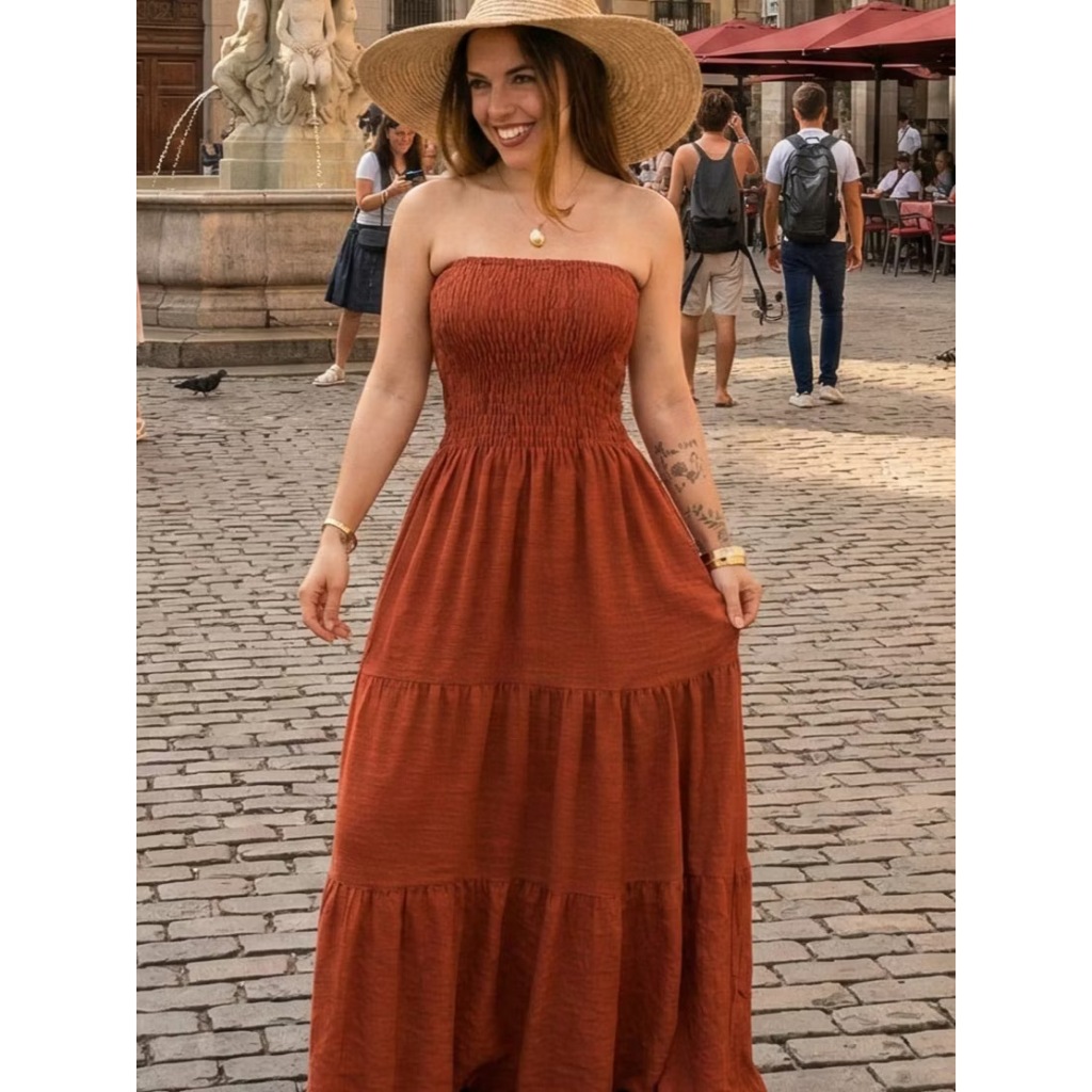 Vestido Longo Tomara que Caia Estampado Liso Elegante Festa Praia Estilo Casual Moda 2026 ENVIO RAPIDO