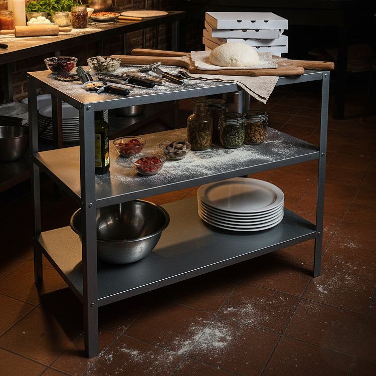 Bancada de Serviço em Inox com 2 Prateleiras Funcionais - Ideal para Cozinha