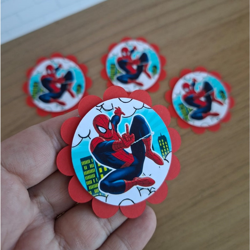 Aplique Escalope 2D, Tag Personalizada Homem Aranha, Festa, Lembrancinha