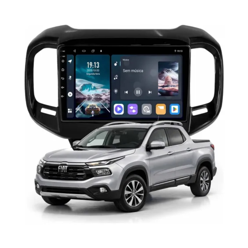 Multimídia Fiat Toro Tela 9 Polegadas Android Auto CarPlay Sem Fio GPS Bluetooth WiFi