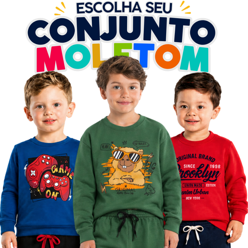 Conjunto Moletom Infantil Menino Bebe - Escolha de Estampa