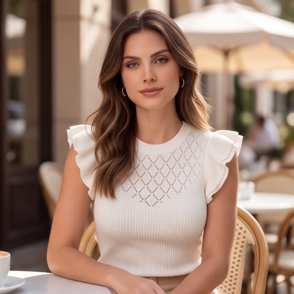 Blusa Babado Feminina Escama Tricot Modal Tricô Sofisticada Blusinha de Verão