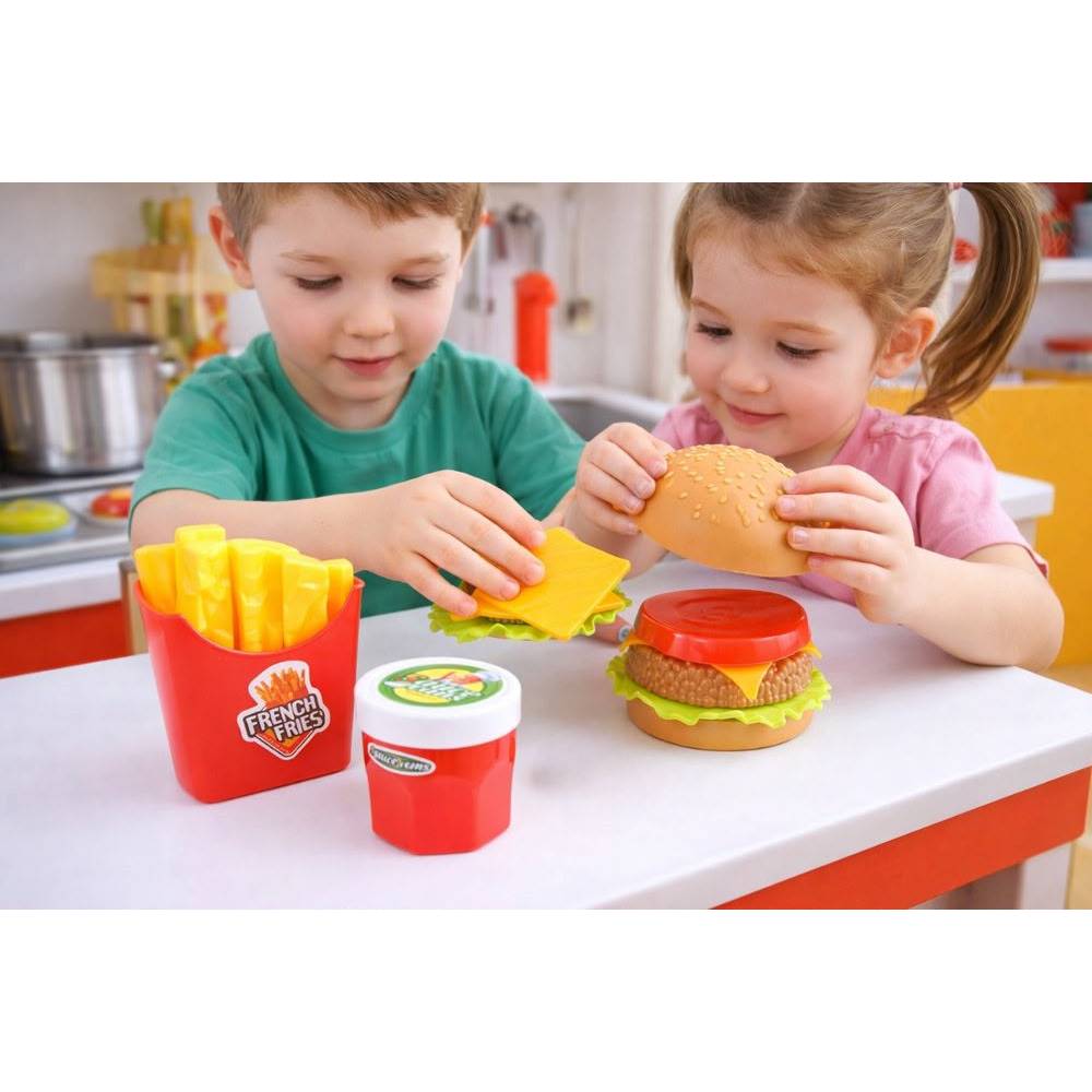 Kit 14 peças comida de brinquedo infantil pequenos chef mirim cozinha criança conjunto alimentos