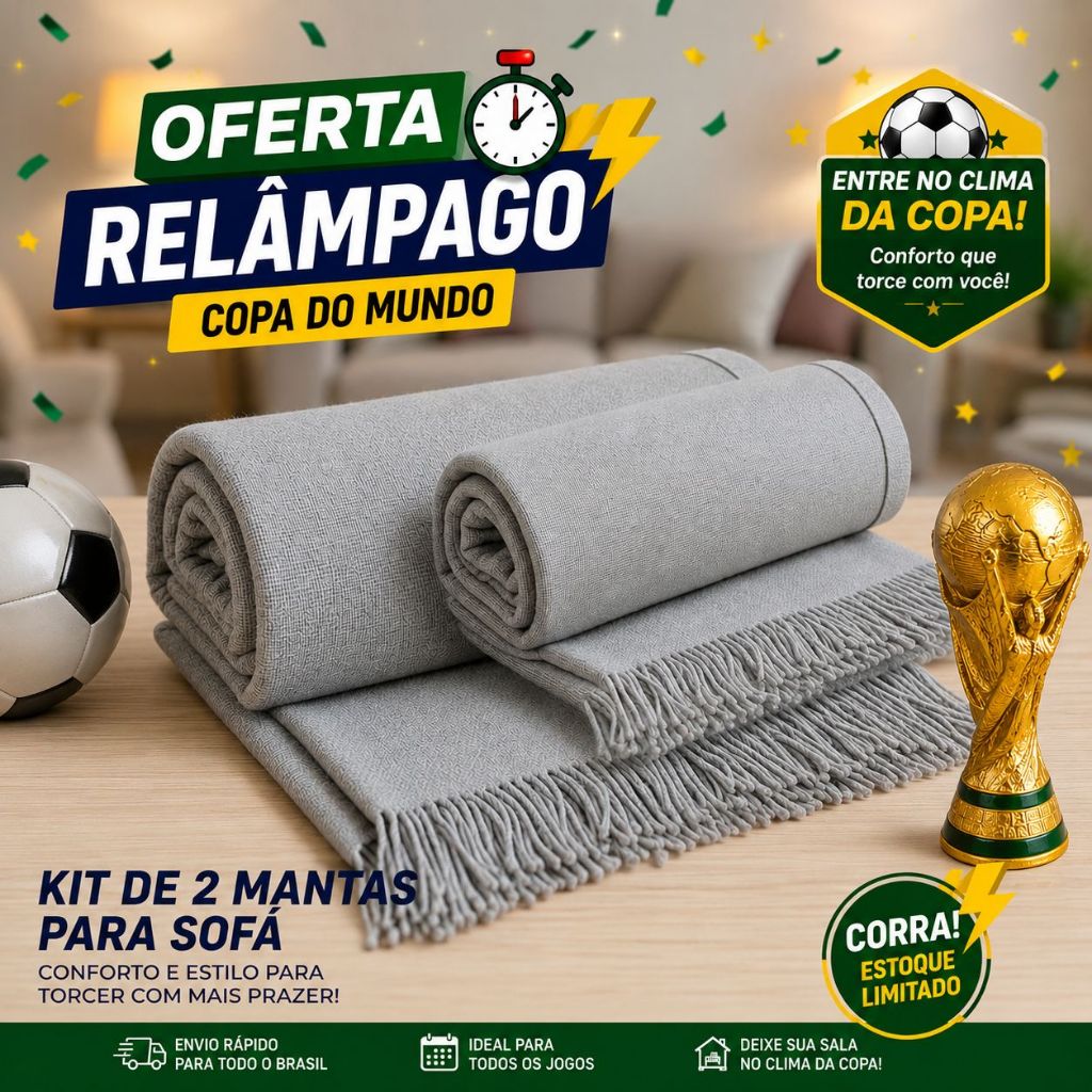 Manta Para Sofá Kit 2 Peças 2,20 x 1,50 M 100% Algodão `Protetora Decorativa Envio Imediato