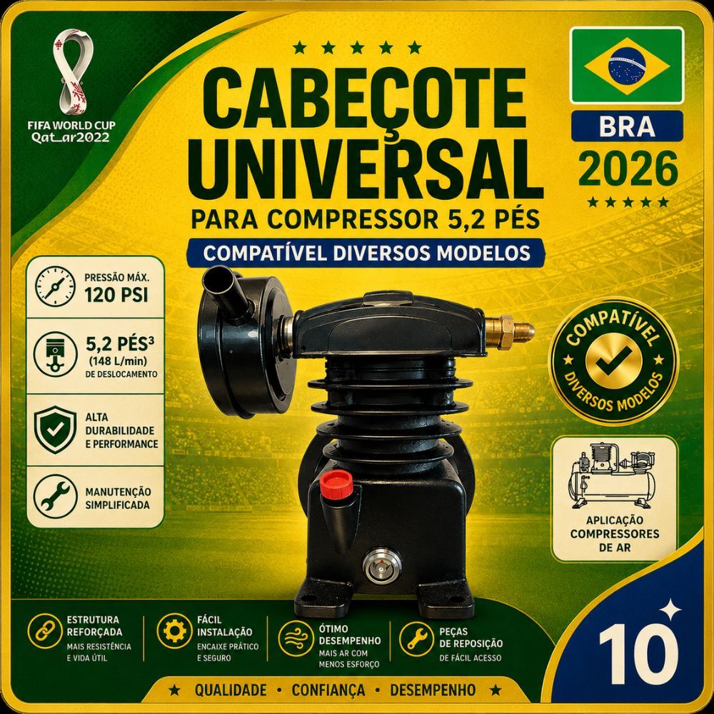 Cabeçote Compressor de Ar 5,2 Serve Modelos schulz Chiaperine Pressure