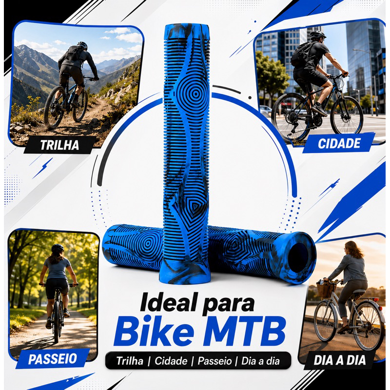 PAR Manopla Punho GTA Azul Modelo Gios Viking Hupi Silicone Confortável Bmx Freeride DH Punho