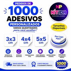 1000 Adesivos Personalizados com seu Logo – Vários Tamanhos, Cores Vivas e Alta Qualidade