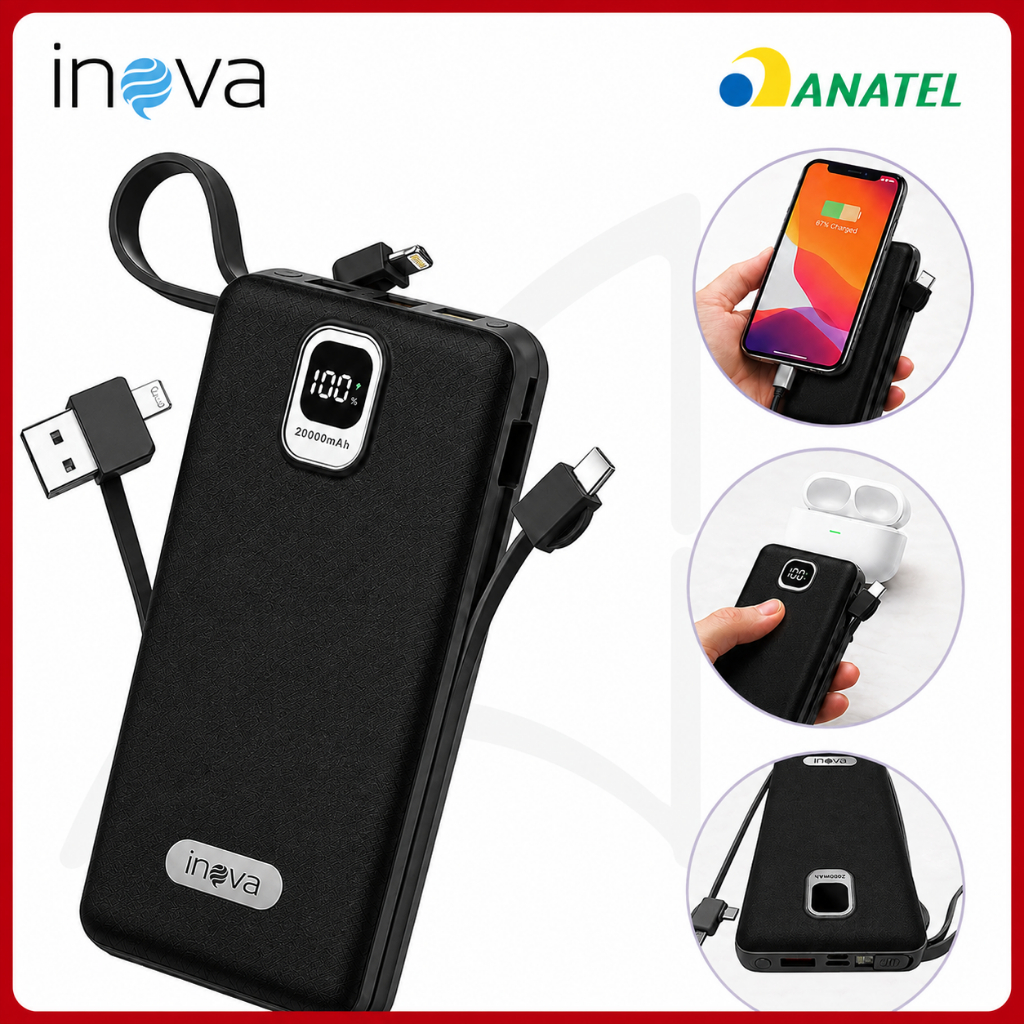 Carregador Portatil Turbo Premium PowerBank 20000 mAh Inova Compatível iPhone Android 22.5W