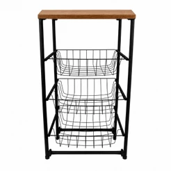 Fruteira De Chão Tubo Redondo Preto Branco Tampo MDF Multiuso Cozinha Decoração Moderno