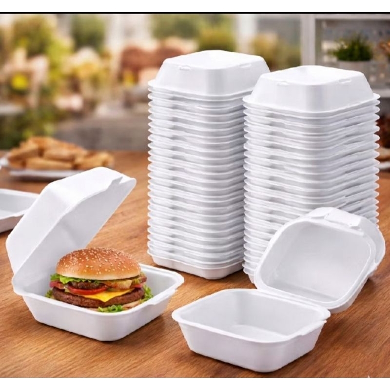 25 A 100 Hamburgueira H02 Pote de Isopor Para Salada Hamburgues Batata frita Lanches sanduíches Bolo Ideal Para Delivery