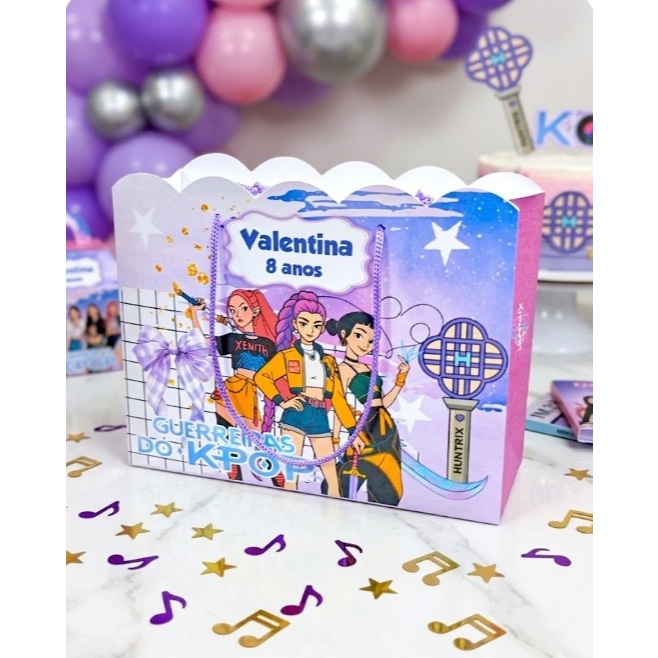Sacolinhas Personalizadas Lembrancinhas Festa Chá Aniversário Guerreiras K-Pop Kpop Nuvem Tamanho Grande (20x16x06)