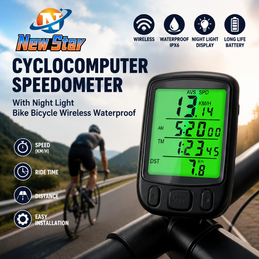 New Star Ciclocomputador Velocimetro Com Luz Noturna Bike Bicicleta Sem Fio Prova D'agua