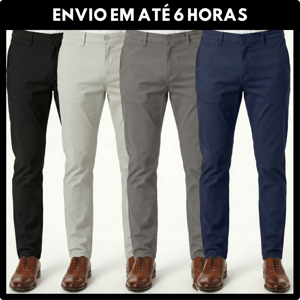 Calças Sarja Masculina Alfaiataria Esporte Fino Bolso Faca Bolso Embutido Social Elastano Lycra