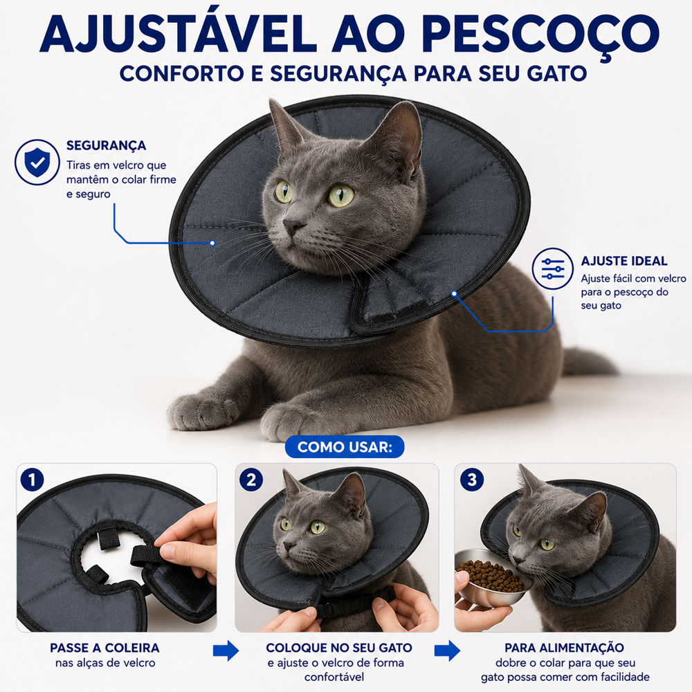 Colar Elizabetano em Tecido Confortével e Dobravel para Gatos — imagem 2 de 2