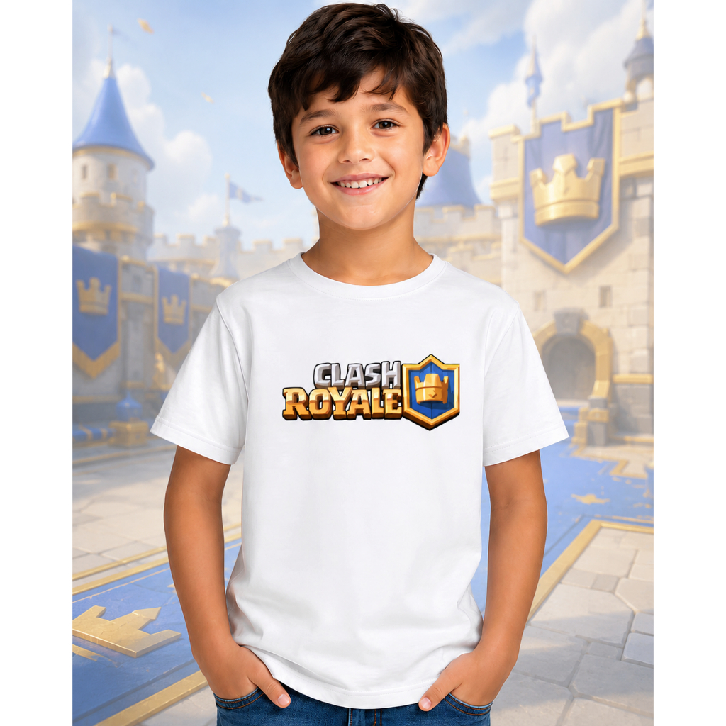 Camiseta Infantil Clash Royale 100% Algodão