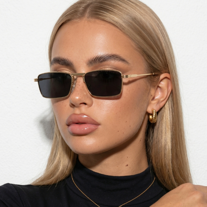 Óculos de Sol Retangular Premium Luxo Retro Tendencia Em Alta Blogueira Virginia