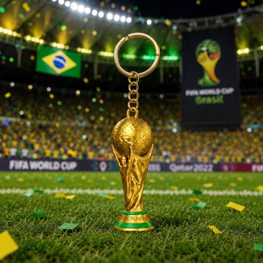 KIT 10 Chaveiros Taça Copa do Mundo, Miniatura Troféu Colecionável, Futebol