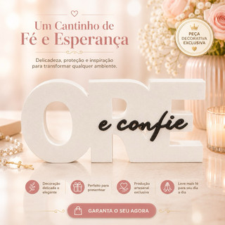 Letreiro Ore e Confie Decorativo | Decoração Cristã, Religiosa, Presente Evangélico