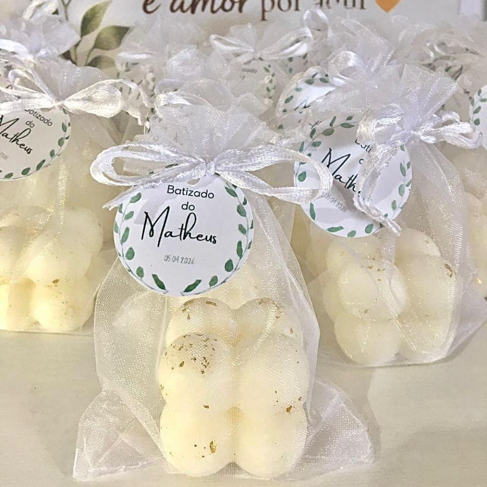 Vela Aromática Bubble Lembrancinha Personalizada para Batizado Casamento Maternidade Artesanal