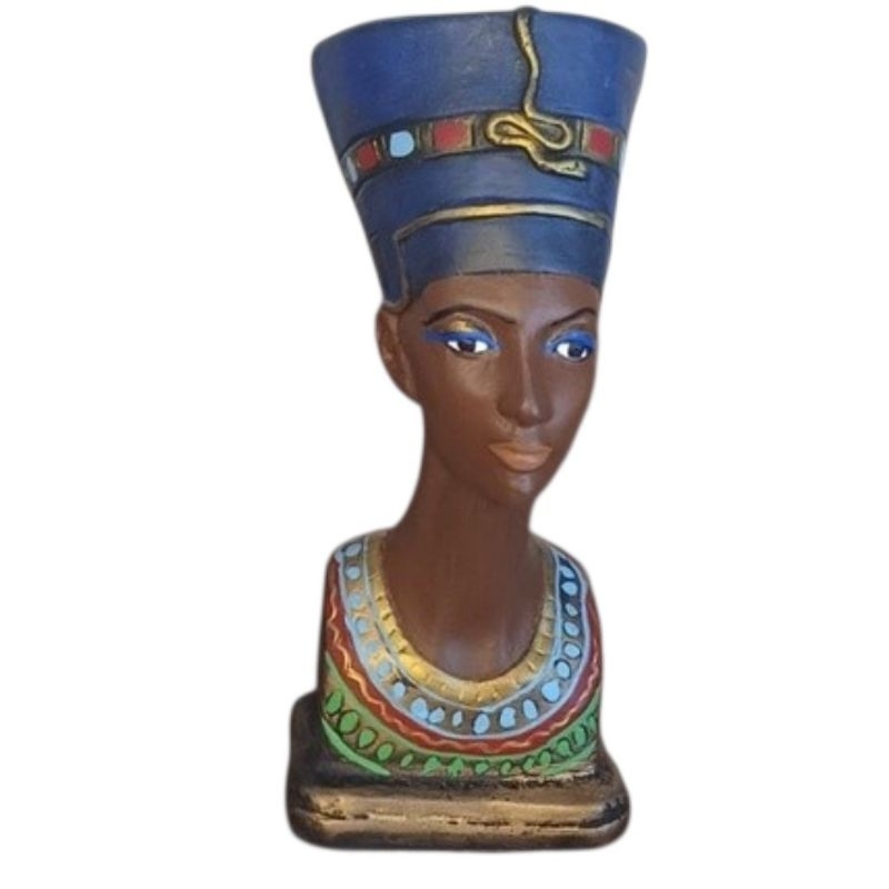 Nefertiti Busto estátua imagem escultura- 15 cm  - Rainha Egípcia em gesso Egito Faraó