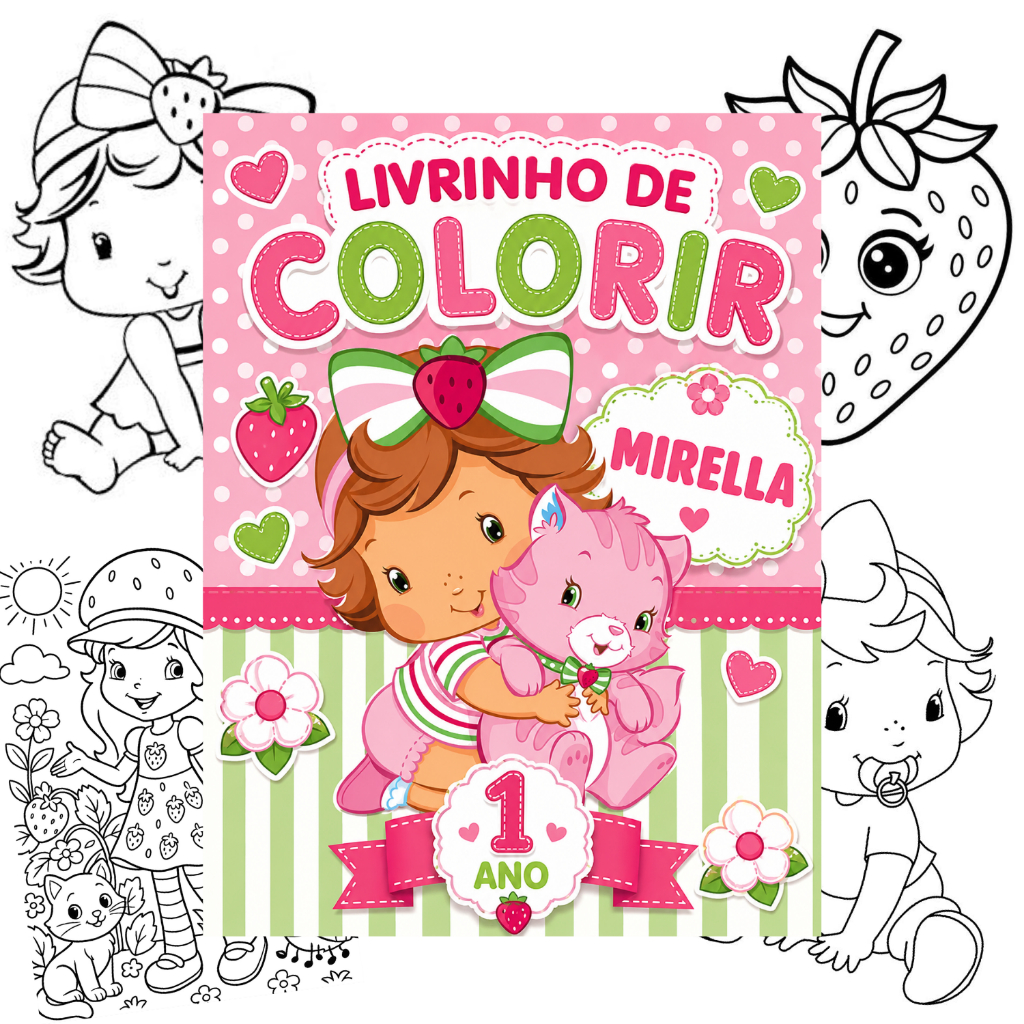 Livrinho de Colorir Moranguinho Baby Personalizado Lembrancinha Aniversário Festa - Tam 10x15cm