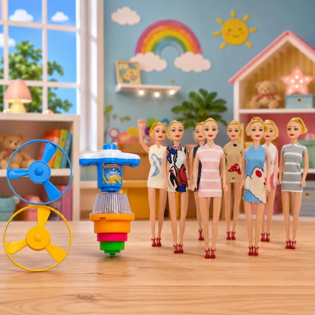 Kit 50 Un Gira Pião Bonecas Lizzie Brinquedo Simples Pião Giroscópio Lembrancinha Plastico Boneca