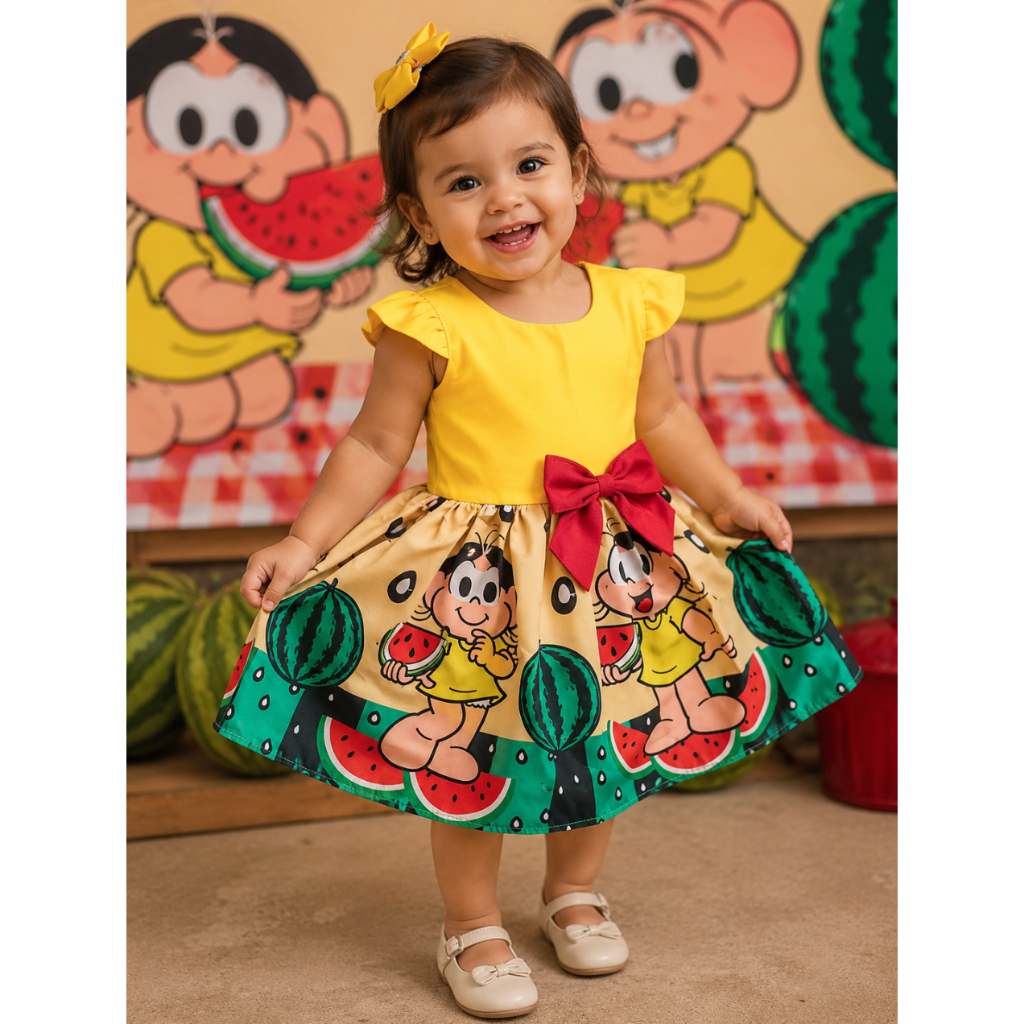 VESTIDO TÉMATICO MAGALI INFANTIL MENINA ANIVERSÁRIO