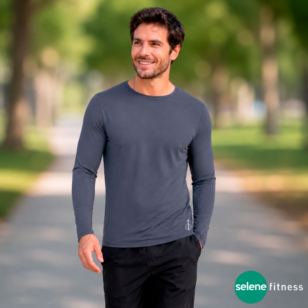Imagem Camiseta Selene Esportiva Masculina Academia Tecido Respirável Dry Macia Camisa Corrida UV50+