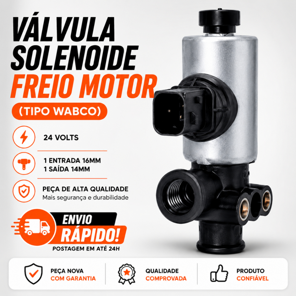 Válvula Solenóide Freio Motor 24V Tipo Wabco Mercedes Axor Actros