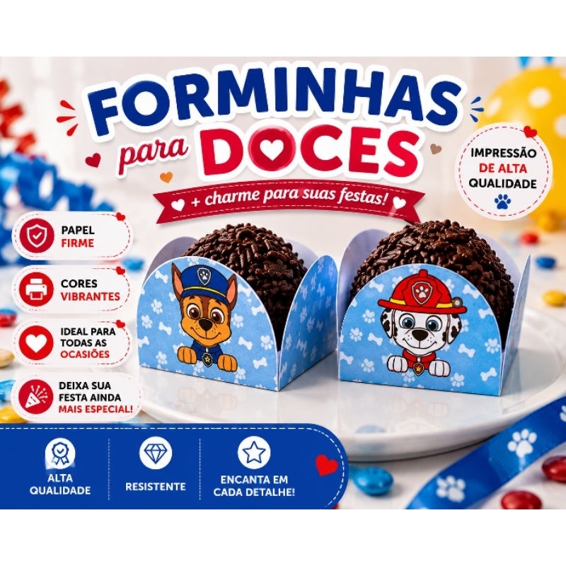 50 a 200 Forminhas Personalizadas PATRULHA CANINA Doce Brigadeiro Festa Aniversário Decoração Todos os Temas
