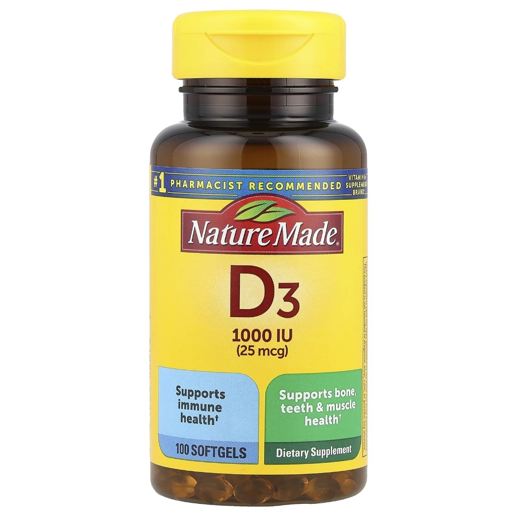 Vitamina D3 1000 Ui Nature Made 100 Softgels Imp Eua