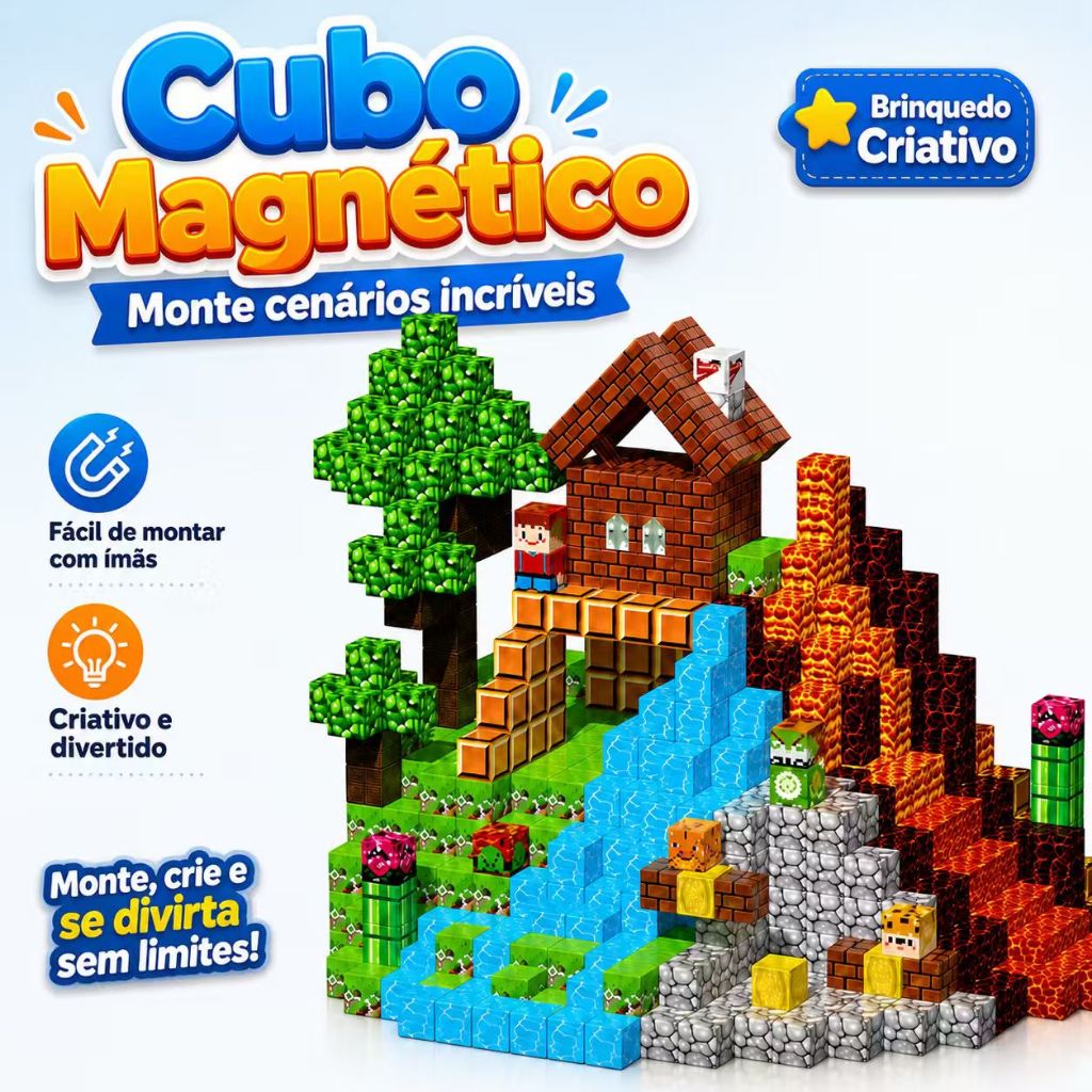 Blocos Magneticos Construção De Montar para Crianças Brinquedo Educativo Criatividade