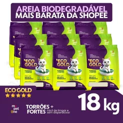 Kit 9 Areia Biodegradável Milho e Mandioca para Gatos Cat Bio Eco Gold Grãos Finos MyPetOne - 18Kg